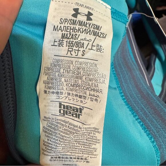 NWT Under Armour Womens SMALL HeatGear Amour Sports Bra, Pacific Blue Teal Color - Picture 10 of 10